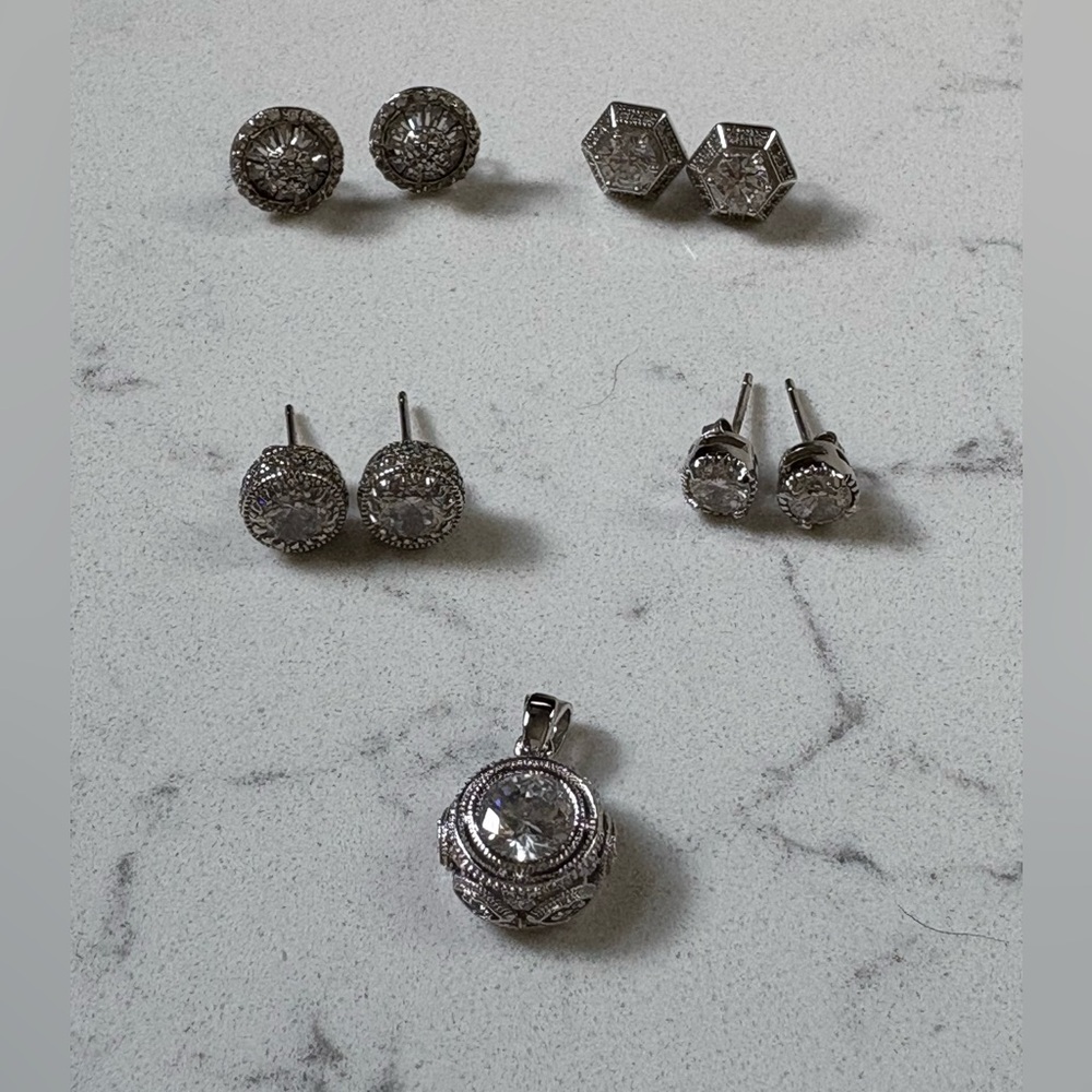 Elegant Sterling Silver Earrings Jewelry Set